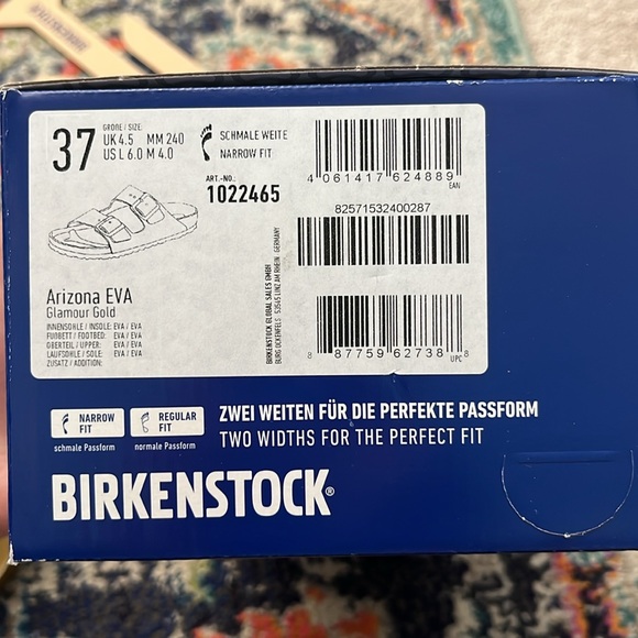 NWT Birkenstock Arizona Eva Sandal in Glamour Gold 
Size 37 - Picture 8 of 8